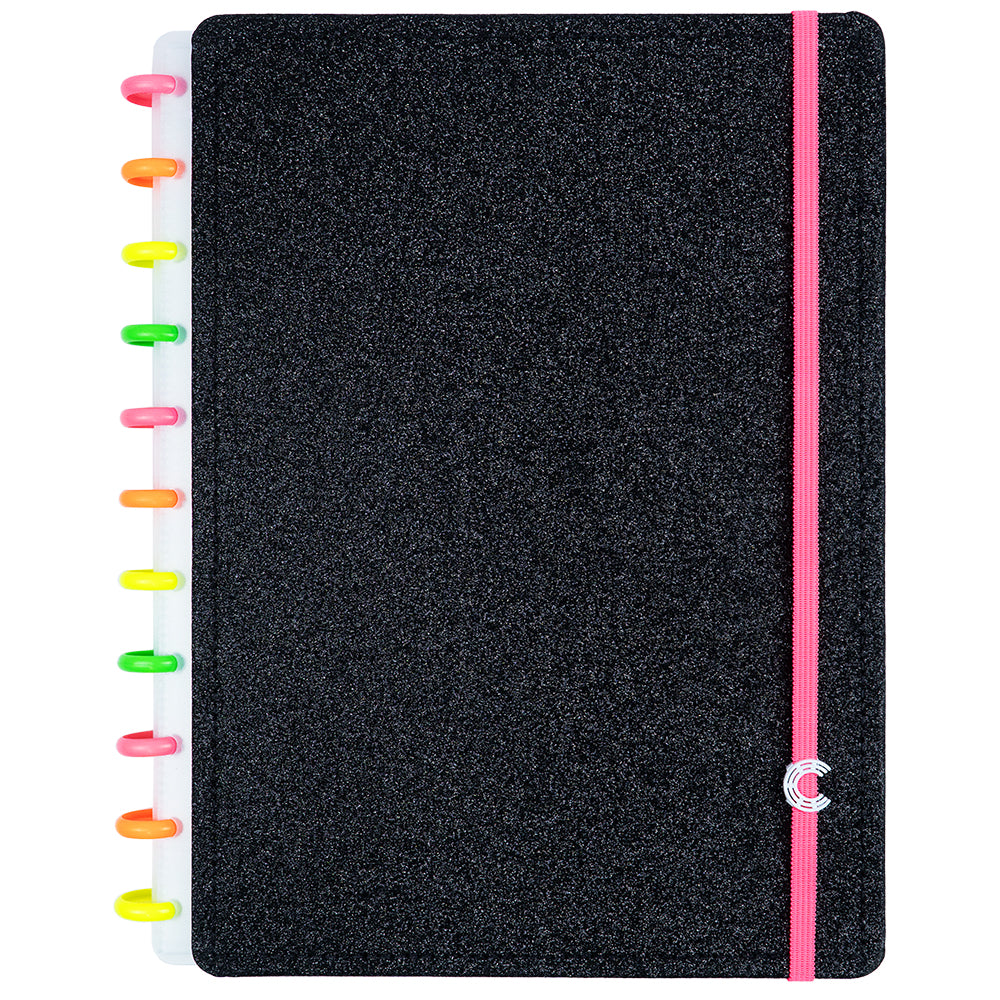 CADERNO LETS GLITTER NEON BLACK