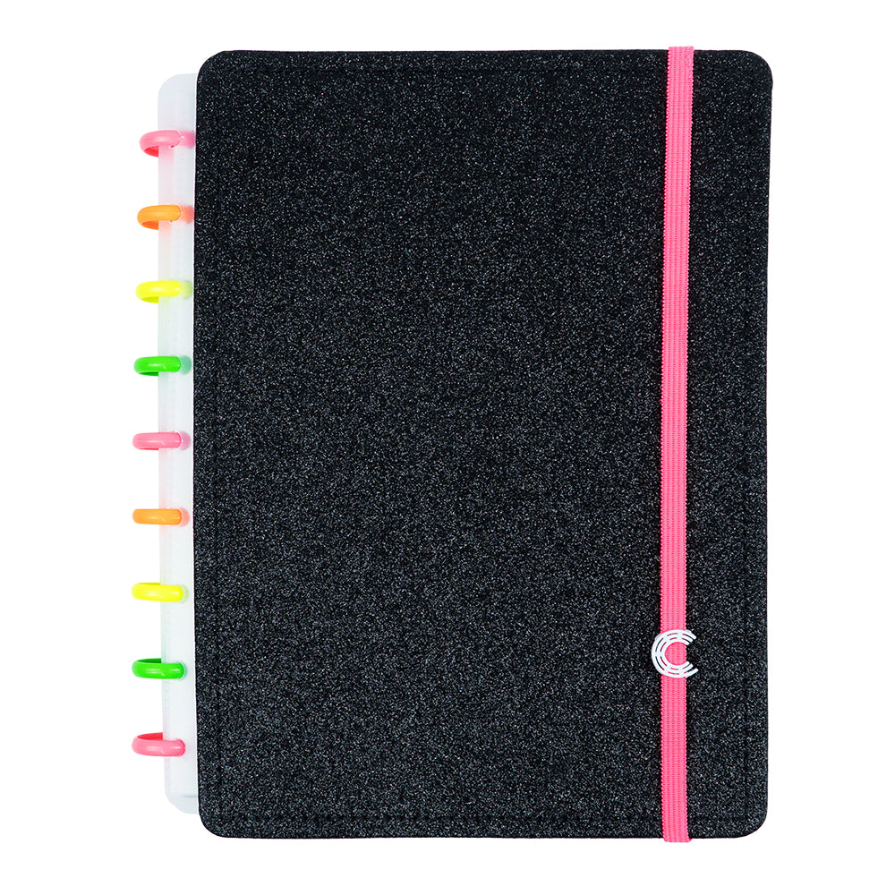CADERNO LETS GLITTER NEON BLACK