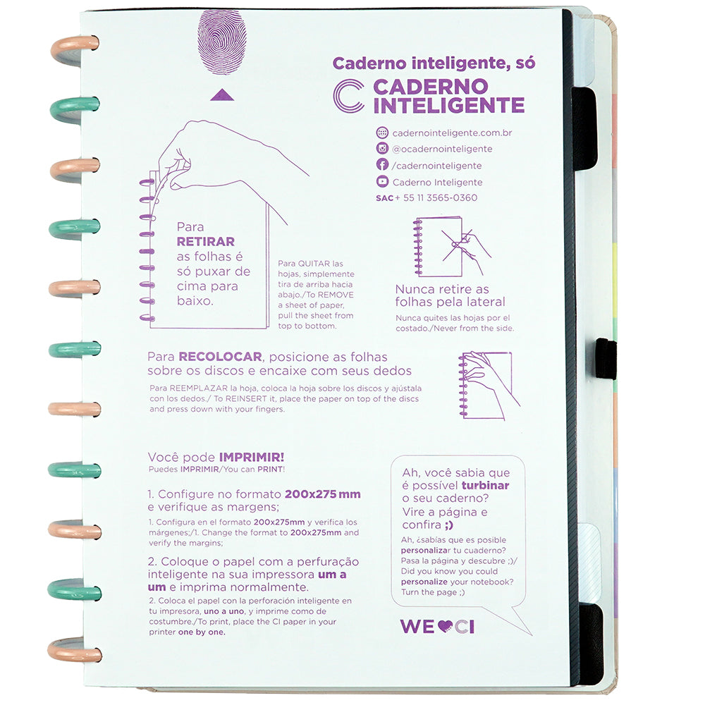 Caderno Arco-Íris Pastel G+