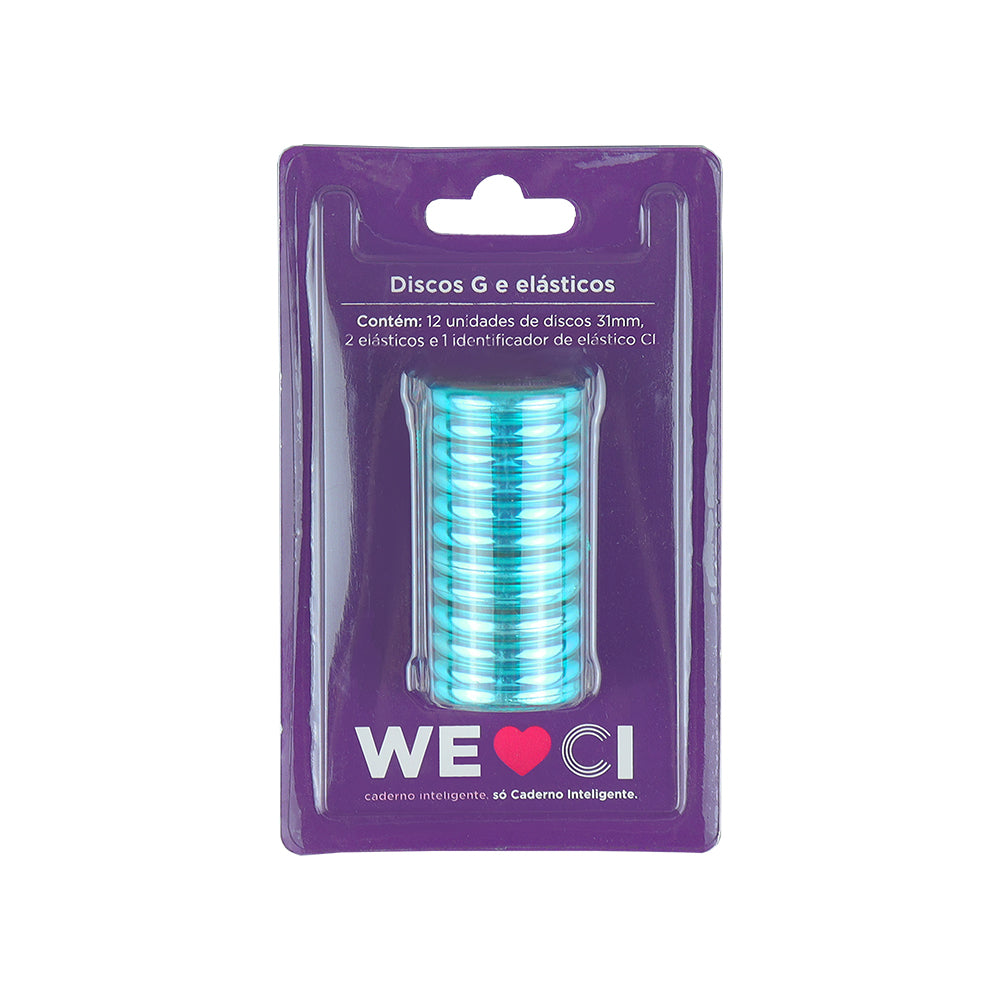 Discos + Elástico Azul Metálico