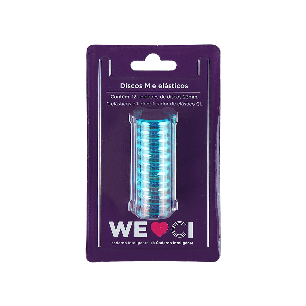 Discos + Elástico Azul Metálico
