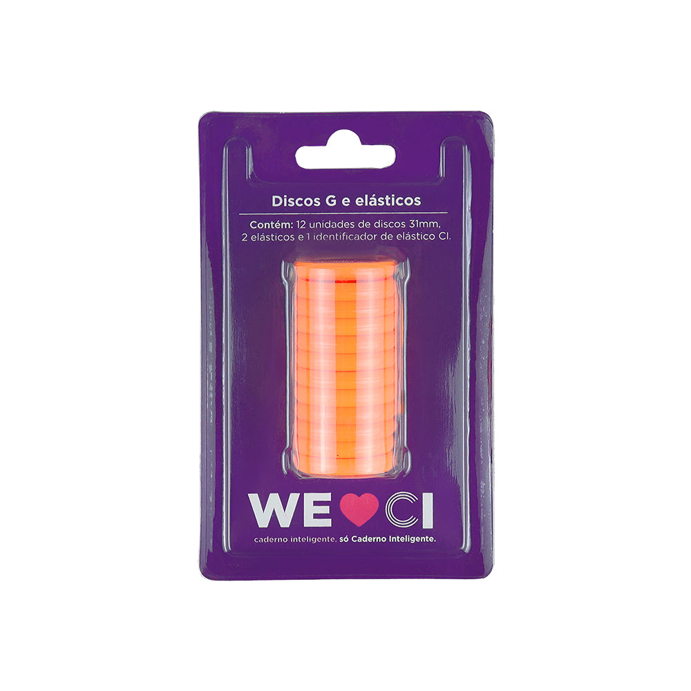 Discos + Elástico Laranja Neon
