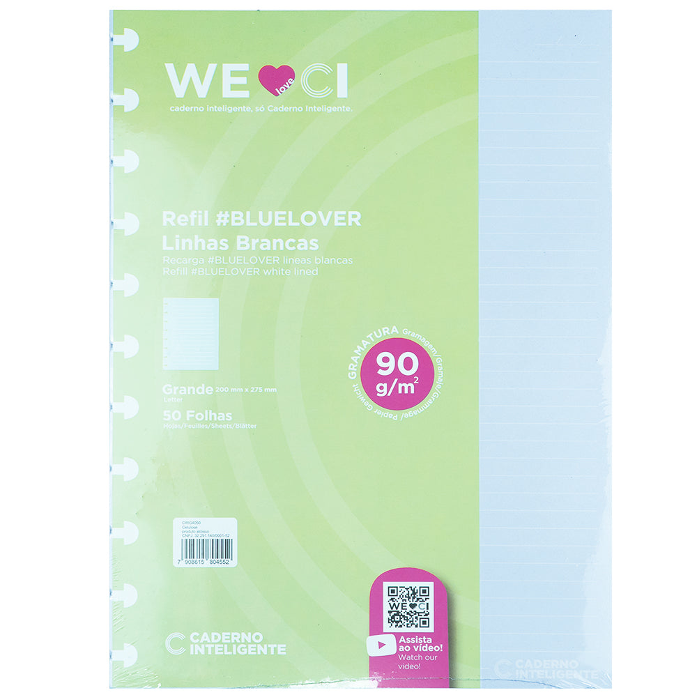 REFIL PAUTADO #BLUELOVER Caderno Inteligente ®