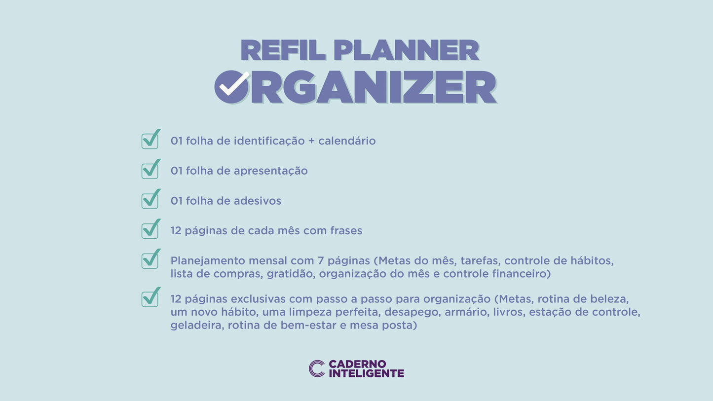 REFIL PLANNER ORGANIZER Caderno Inteligente Lojista