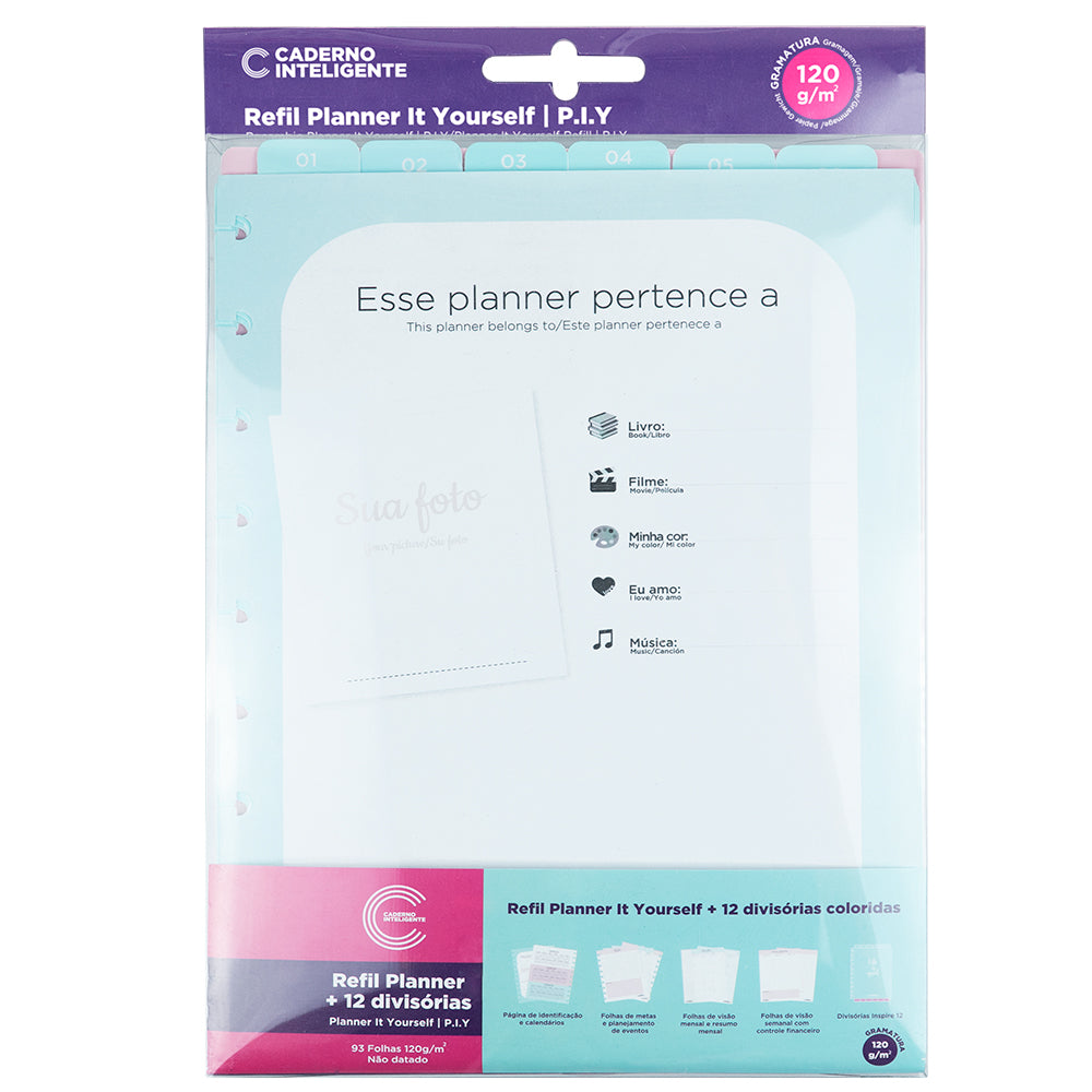 Refil Planner CI - PIY + 12 divisórias