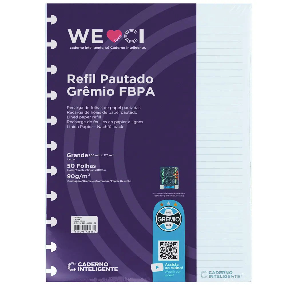 Refil Pautado Grêmio Caderno Inteligente ®
