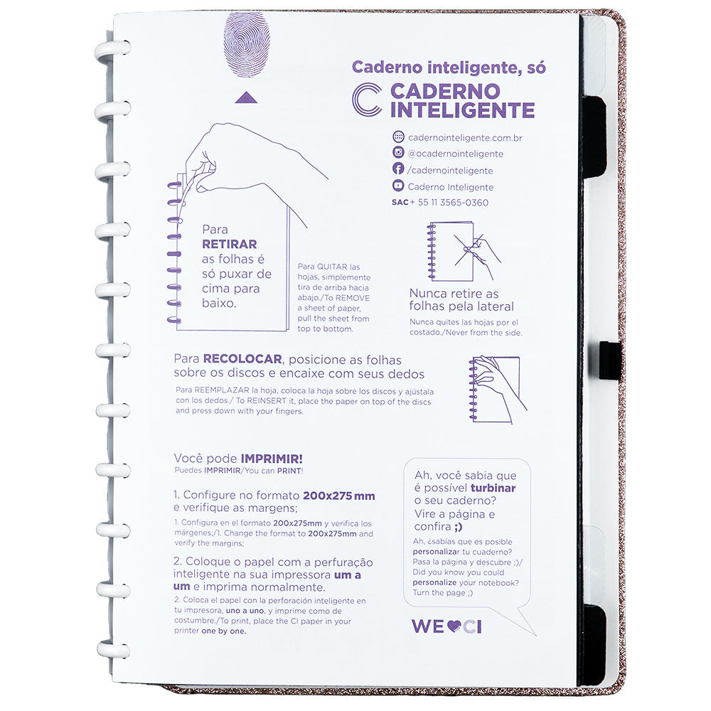 Caderno Let's Glitter Rose