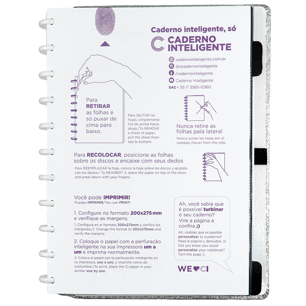 Caderno Let's Glitter Silver