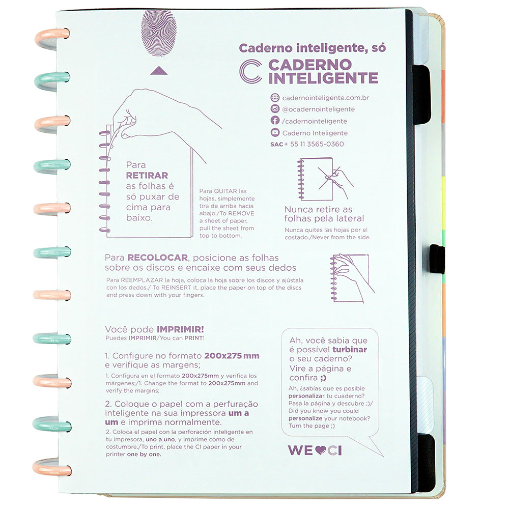 Caderno Arco-Íris Pastel G+