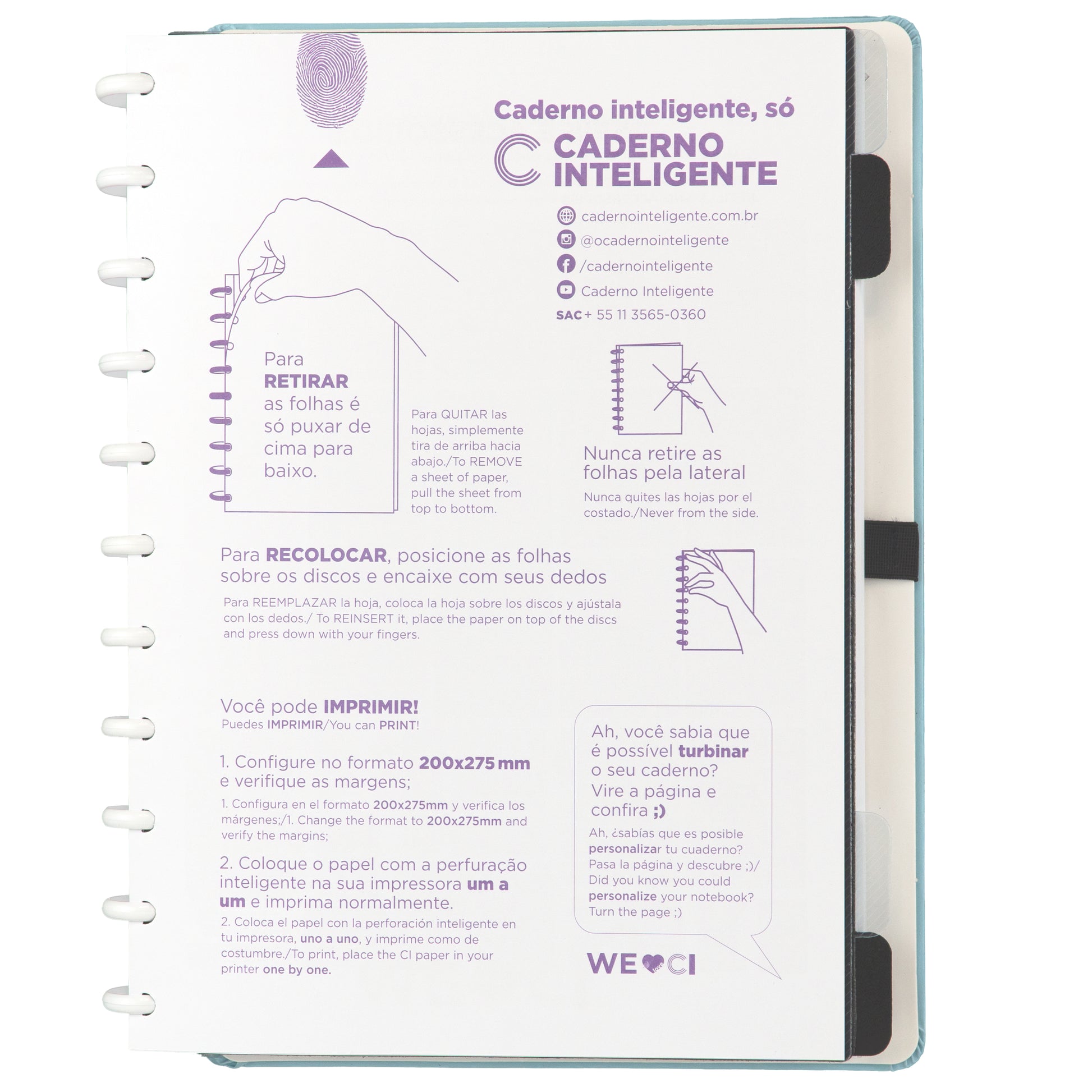 Caderno Inteligente Azul Pastel