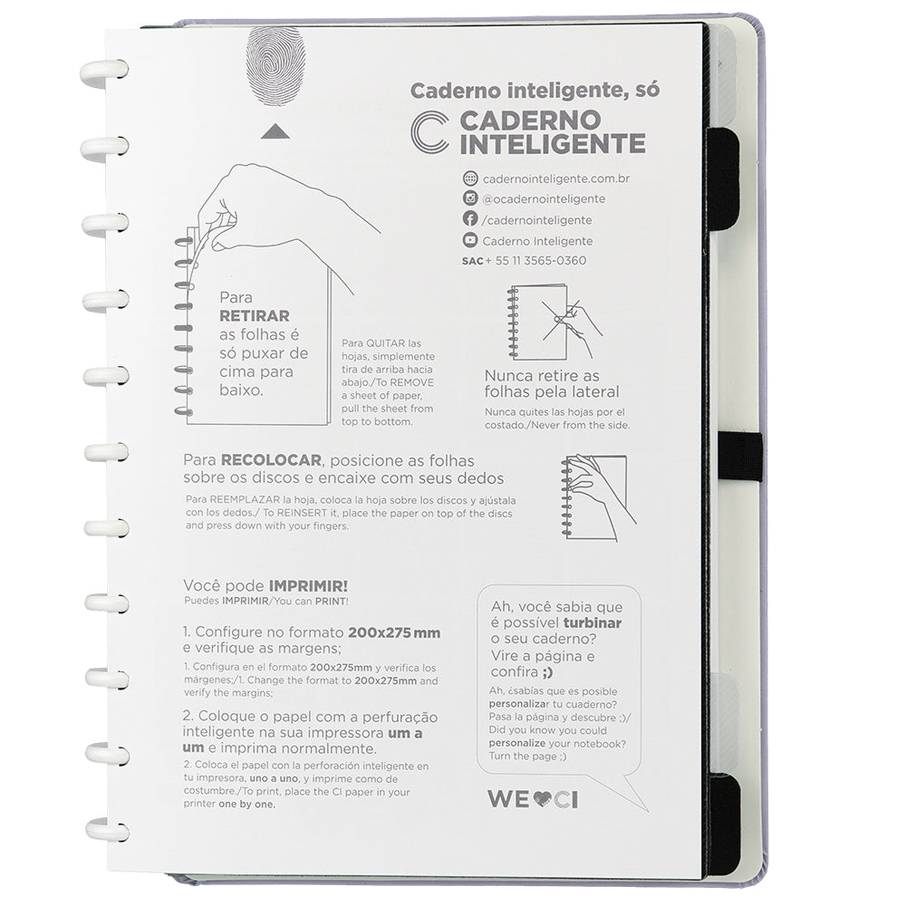 Caderno Inteligente Lilás Pastel