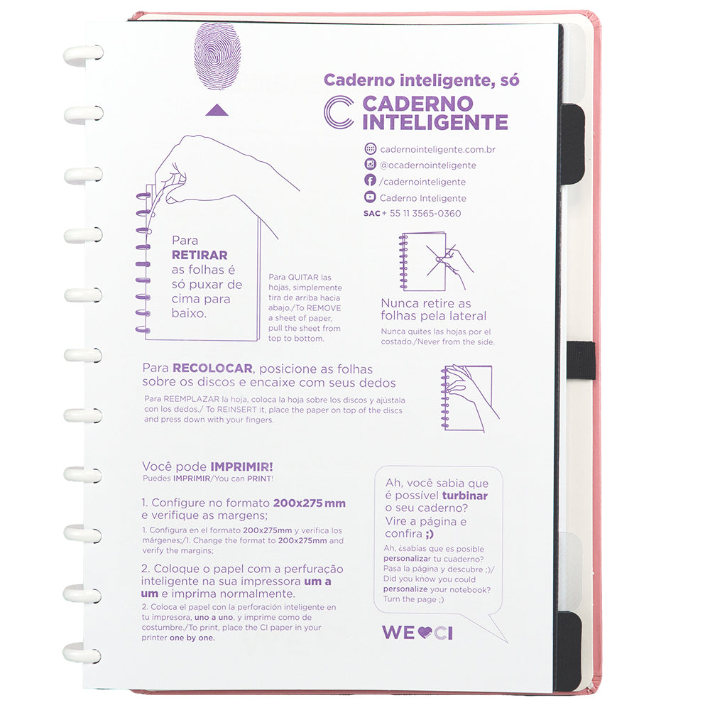 Caderno Inteligente Rose Pastel