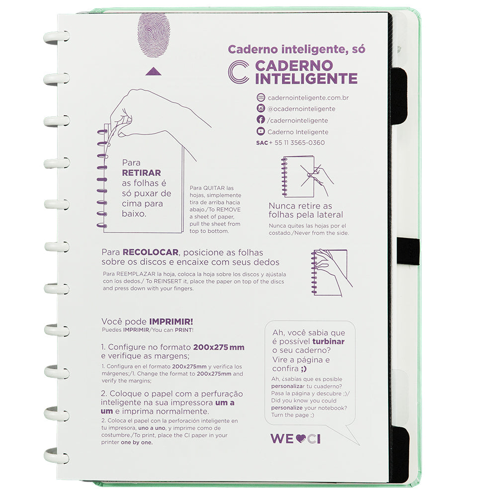 Caderno Inteligente Verde Pastel