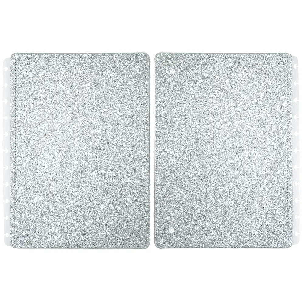 CAPA E CONTRACAPA LETS GLITTER SILVER 2.0 Caderno Inteligente ®