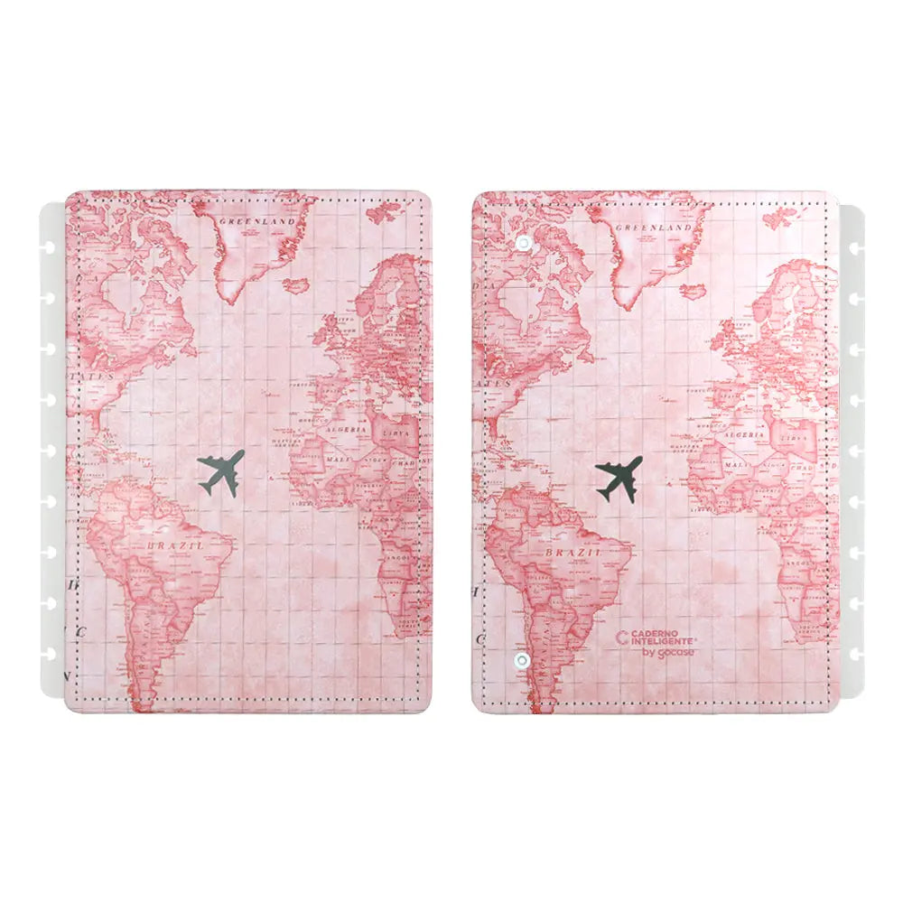 Capa e Contracapa By Gocase Mapa Mundi Rosa Capa e Contracapa