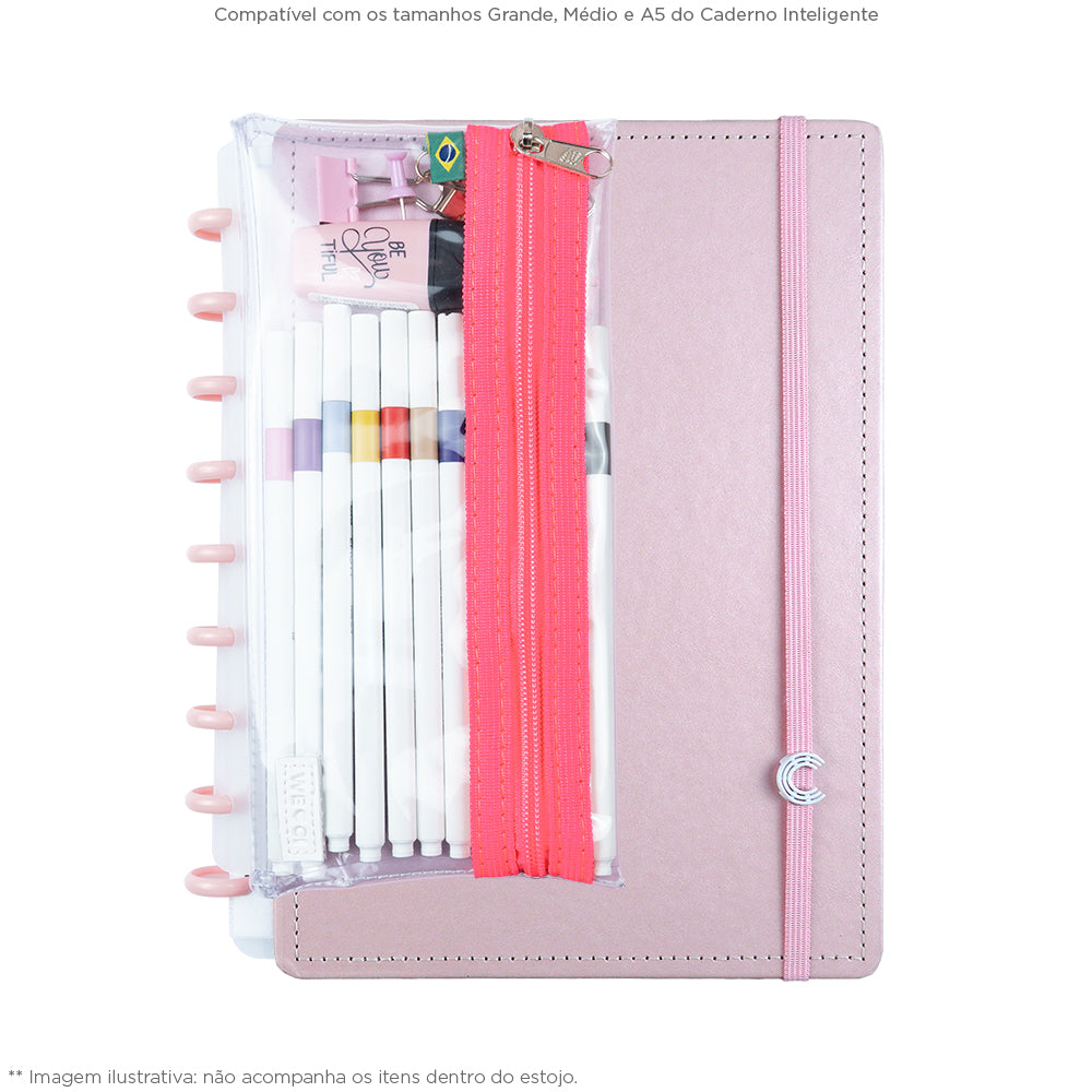 Estojo Inteligente Crystal Neon Pink