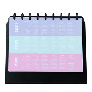 Calendário de 3 anos no Planner de Mesa Black, Médio.