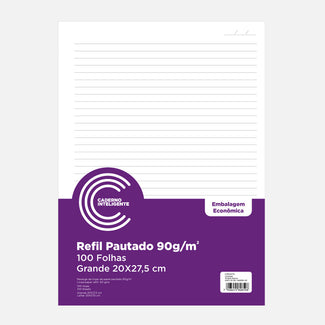 REFIL 100 FOLHAS PAUTADAS GRANDE Caderno Inteligente Lojista