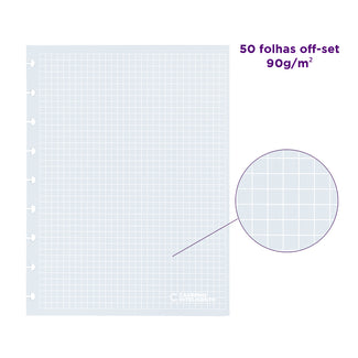 Refil Linhas Brancas Quadriculado