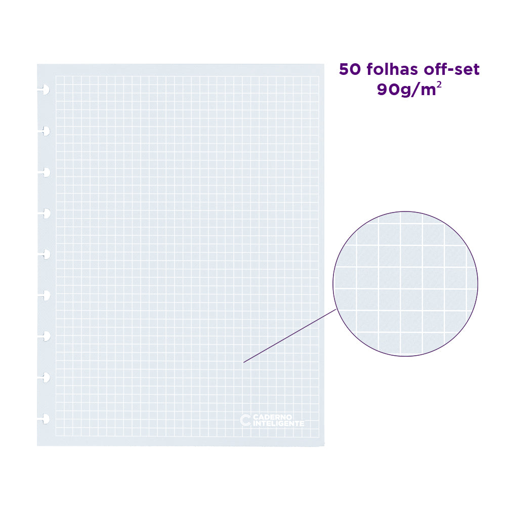 Refil Linhas Brancas Quadriculado
