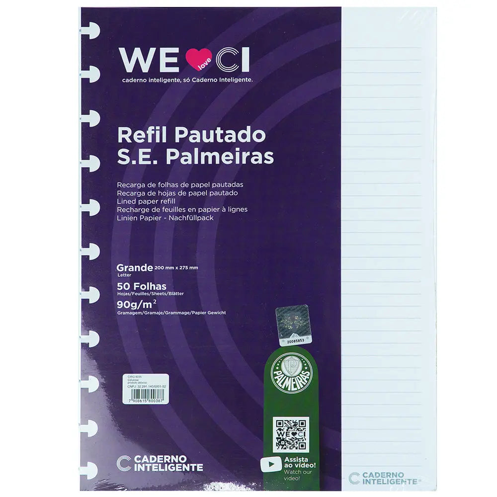 Refil Pautado Palmeiras Caderno Inteligente ®